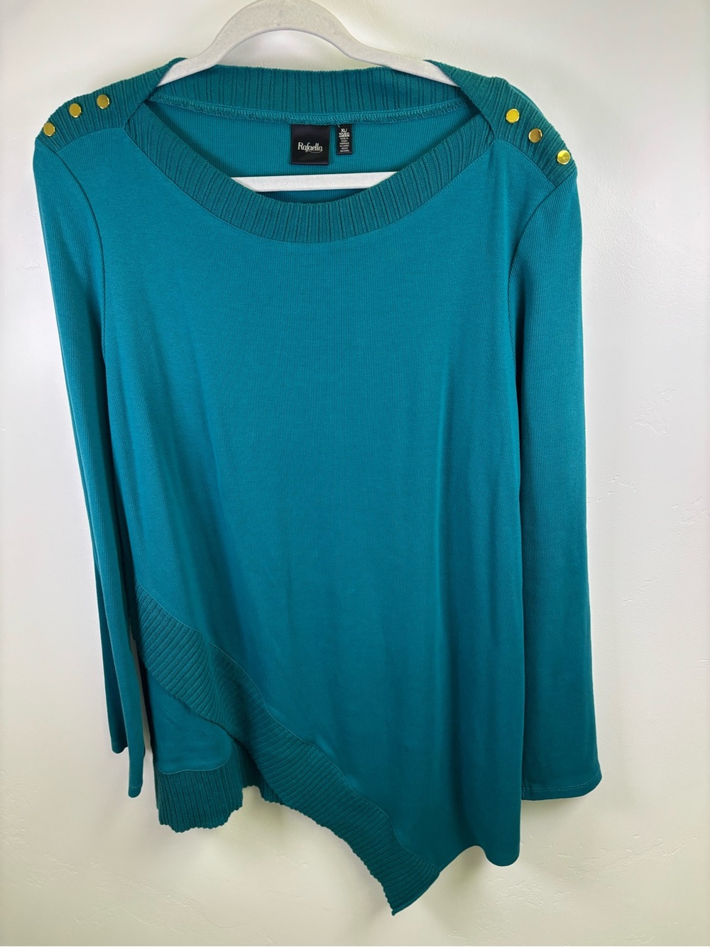 RAFAELLA PULLOVER TOP WOMEN XL
TURQUOISE COTTON SWEATER FEEL
LONG SLEEVES